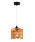 Total Vibe Hand Woven Rattan Pendant Light, Super Trendy Boho Chandelier For Kitchen Island, hanging rattan and black metal design.
