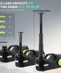 5T 12V Electric Car Jack Kit With Double Cylinder Air Pump And LCD Touch Screen, showing 6.1 to 20.86 in lift range