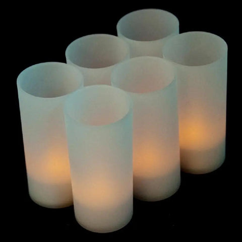 Rechargeable LED Tea Lights Set Of 12 With Flameless Flicker In Amber Color Includes Frosted Holders Charge Base Power Adapter And User Manual For Easy Setup 8 Hour First Charge Consistent 6 To 8 Hour Run Time Safe Home Decor