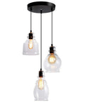 Cool Three Light Glass Pendant Cluster With Adjustable Height UL Listed For Kitchen Island Dining Clear Glass E26 Base