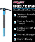 5 Lb Steel Pick Mattock With 36 Inch Fiberglass Handle For Heavy Duty Digging And Breaking Ground In Gardens And Landscaping.
