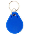 Blue keycard from All In One NFC RFID Module Kit V3 With PN532 Chip, I2C SPI And HSU Interfaces, hanging from a silver keyring.