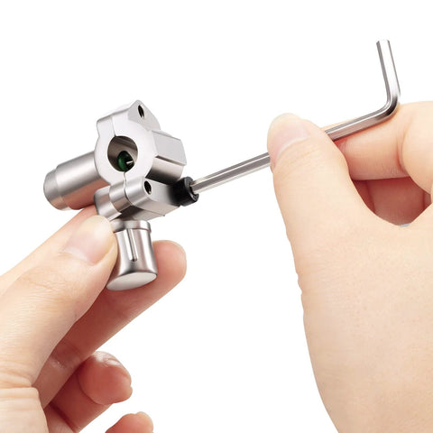 Stainless steel Chinco BPV-31 piercing valve kit with L-shaped Allen wrench installing the valve body.