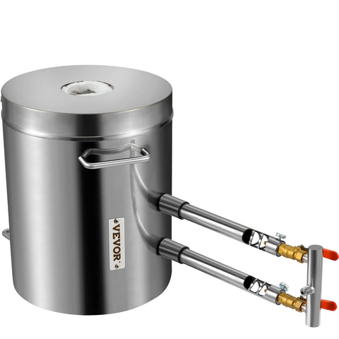 VEVOR 12kg propane melting furnace, stainless steel home foundry with dual gas hoses (side view)