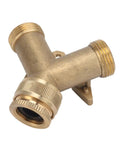 Premium Heavy Duty Brass Y Ball Valve Splitter Adapter 1/2 Female To 3/4 Male Thread Connector for faucet and garden use.