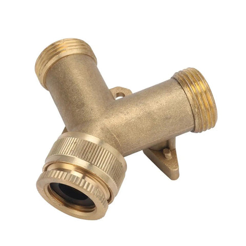 Heavy Duty Solid Brass Y Shaped Valve Two Way Water Splitter Faucet Adapter With Ball Control for garden hoses