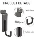 Heavy Duty Slatwall Hooks Built Like A Tank With Slick Scratch Resistant Coating Smooth Polished J Shaped Tips close-up view with secure fit design.