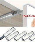 Ten Pack 304 Stainless Steel Magnetic Push Latch Locks With Soft Close And Touch Release installed on white cabinet