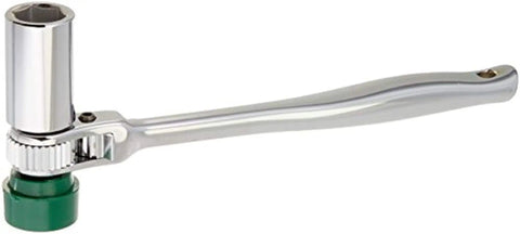 Scaffold Ratchet With One Half Inch Drive Pear Head And Contour Handle, Soft Face Hammer Head, 7/8 Inch Socket, Chrome Finish
