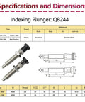 Dead Nuts Accurate M16 Stainless Steel Indexing Plunger Bolt With Nut To Deck Out Jigs And Fixtures Rock Solid dimensions on a specifications chart.
