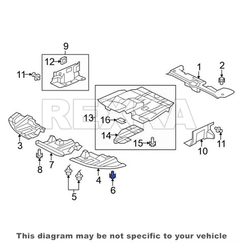 Diagram of 30 Piece Fender Liner Push Type Retainer Clips Set MU488006 for various Mitsubishi models' components