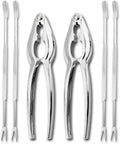 8 Piece Seafood Tool Kit With Lobster Crackers And Forks, Pro Grade Chrome Plated Zinc Alloy, ergonomic handles, on white background