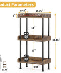 Small Three Tier Wooden Bookshelf With Totally Sturdy Frame And Rounded Safety Corners For Home Office dimensions and weight shown.