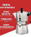 Moka Express Classic Italian Stovetop Espresso Pot For Rich Home Brew Natural Silver Finish 6 Cup Capacity Iconic Moka Pot Design