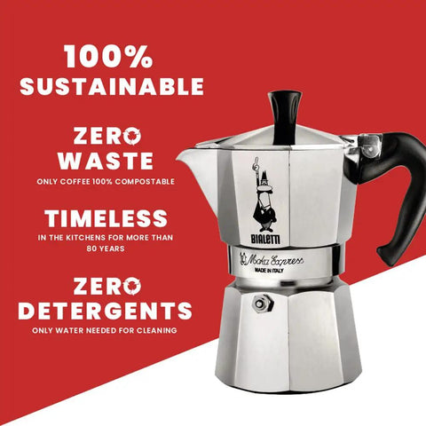 Moka Express Classic Italian Stovetop Espresso Pot For Rich Home Brew Natural Silver Finish 6 Cup Capacity Iconic Moka Pot Design
