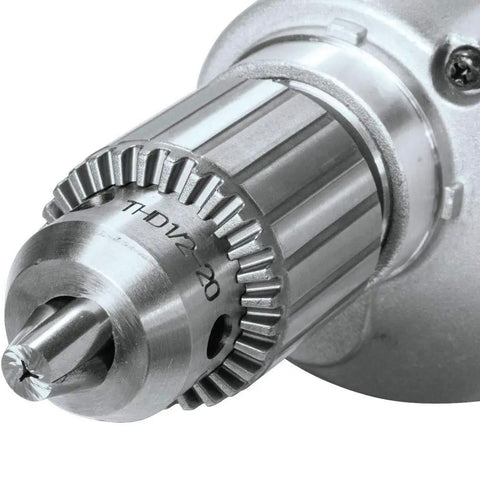 Close-up of the chuck on Heavy Duty Half Inch Corded Drill With 6.5 Amp Motor And Variable Speed 0 To 550 RPM Built For Continuous Drilling Made In USA