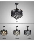 Total Game Changer 42 Inch Black Crystal Ceiling Fan With Adjustable Led Light And Wireless Remote 3 Speed Dead Simple Modern Fandelier Chandelier For Every Room in three light colors.
