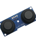 Waterproof Ultrasonic Sensor Module With Split Transceiver, front view, showing transducers, 2cm to 400cm range, for Arduino projects.