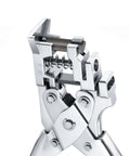 Close-up of 3 In 1 Badge Slot Hole Punch, beefy heavy duty card cutter with metal construction, showcasing internal mechanism.