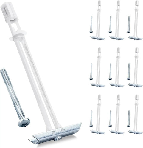 Ten Pack Heavy Duty Drywall Anchor Bolts With 1/4-20 Thread For Solid Mounts, Rust Resistant Hollow Wall Anchors, Quick Install And High Load Handling Up To 270 Lbs In Drywall And Plaster Surfaces, 1/4in bolts