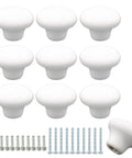 Ten Pack White Ceramic Cabinet Knobs 32mm Round Drawer Pulls With Screws Included For Easy Install The Ultimate Kitchen And Furniture Makeover Upgrade, 10 white knobs