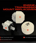 Heavy Duty Engine Motor Mount And Transmission Mount Kit Set Of 3 components including rear transmission, front left and front right motor mounts.