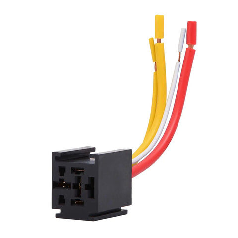 4 Pin Car And Truck Relay Socket Kit With Harness, Heavy Duty 12V DC SPST Normally Open Relay, 80A High-Current Automotive Relay Socket, 4-Wire Plug, JD2912-1H-12VDC Compatible, Pack Of 2 black relay socket with 4-wire harness
