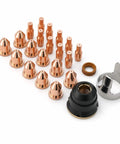 23Pc Plasma Electrode And Nozzle Kit For IPT-45 45A Plasma Torch Including 10 Electrodes 10 Nozzles Shield Swirl Ring Standoffs Replacement