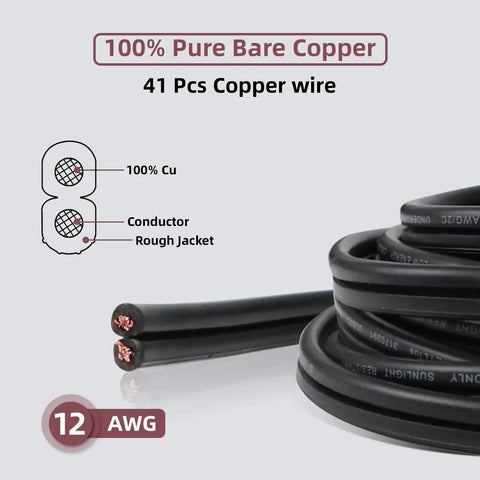 12 Gauge Low Voltage Landscape Wire 2 Conductor Direct Burial Cable 100 Feet for outdoor lighting installations with pure copper