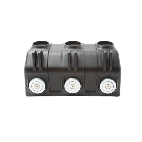 Front view of Grab And Go Magnetic Lug Bucket Parts Holder With Three Heavy Duty Neodymium Magnets And Flexible Mounting