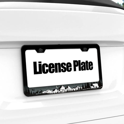 Forest Wildlife License Plate Frame Aluminum Car Tag Frame With Two Holes And Screws Weatherproof Scratch Resistant Matte