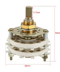 Six Pole Three Position Rotary Switch With Two Deck Band Channel And 24 Pins, Plastic Knob, 9.7mm Mount Hole, 6mm Shaft, 11.7mm Shaft Length, Pro Grade Band Selector For DIY Electronics Projects, 42mm wide