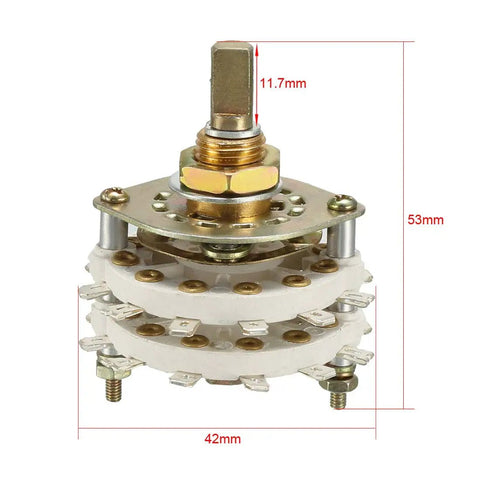 Six Pole Three Position Rotary Switch With Two Deck Band Channel And 24 Pins, Plastic Knob, 9.7mm Mount Hole, 6mm Shaft, 11.7mm Shaft Length, Pro Grade Band Selector For DIY Electronics Projects, 42mm wide