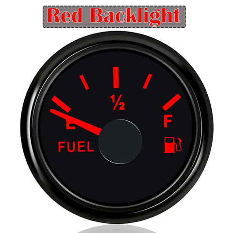 0 To 30 Ohm Fuel Gauge 2 Inch Fuel Level Gauge For Auto Car Truck Boat Motorcycle Yacht 9 To 32V Waterproof IP67 with red backlight