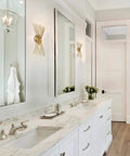 Brass Vanity Light Mid Century Starburst Wall Sconce With Two Light Modern Wall Mounted Bath Fixture beside bathroom mirror