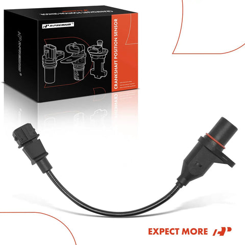 Engine Crankshaft Position Sensor Direct Fit For Hyundai Accent 2006 To 2011 1.6L L4 And Kia Rio Rio5 2006 To 2010 1.6L Replacement Premium OE Grade 2 Pin Blade Connector Plug N Play Setup, black sensor with wire and box
