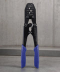 Heavy Duty Terminal Crimping Tool Pliers Ergonomic Hand Press For Electrical Repair with high carbon steel, blue grips, and crimping settings.