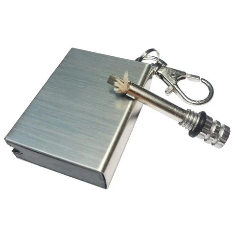 20 Pack Emergency Survival Fire Starters For Hiking And Camping Stainless Steel Flint Lighters Waterproof Magnesium Core Close-Up