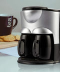 Bean To Cup Automatic Coffee Maker For Home Or Office, Drip Coffee Machine Brews Up To Five Cups, shown with mugs