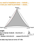 Diagram showing installation instructions for Triangle Sun Shade Sail Canopy For Outdoor Patio Garden Backyard UV Block Sunshade Sand Color 12 Ft By 12 Ft By 12 Ft Easy Install With Optional Custom Size