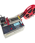 Must Have Versatile Webbing Cutting Machine with 5 Inch LCD Display showing rolls of nylon webbing and control panel