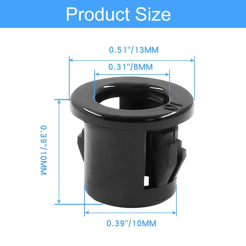 50 Pack Black Cable Snap Bushings 3/8 Inch Hole Diameter Durable Plastic Bushing For Wire Management, size chart