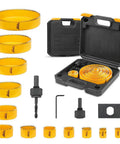Ultimate Complete Hole Saw Kit With 12 Heavy Duty Hole Saws and case for woodworking and plumbing projects