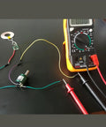 360 Degree Hall Angle Sensor with full circle rotation, 0.088 degree resolution, connected to multimeter for output testing