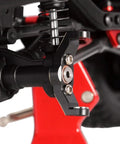 Close-up of Beefy Brass Caster Blocks C Hubs And Steering Knuckle Kit for TRX4M 1/18 RC Crawler with black hard coat
