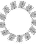 Circular arrangement of Mini Butterfly Cabinet Hinges 24 Piece Set With Replacement Screws Silver Iron Hardware