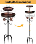 Vintage Outdoor Bird Bath and Feeder Stand 42 Inch Freestanding Bronze Bird Bath with Dual Bowls Upgraded Five Pronged Base