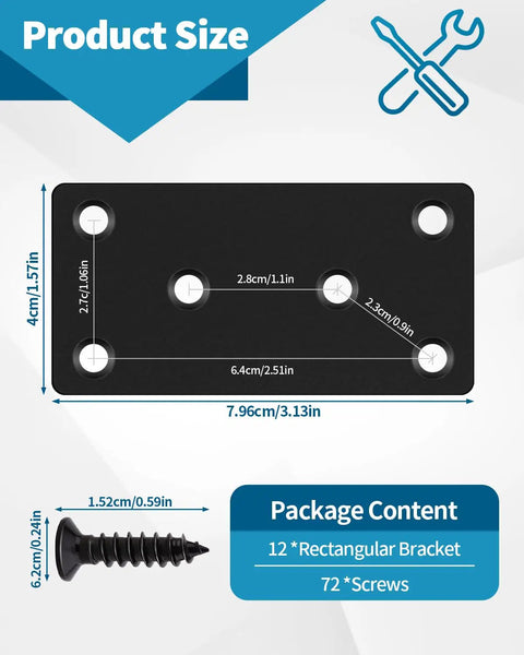 Rock Solid Heavy Duty Stainless Steel Flat Mending Brackets Measuring 3.15 By 1.57 Inches With Six Drill Holes Each Plus 72 Screws For Badass Furniture Fixes Or Fence Builds
