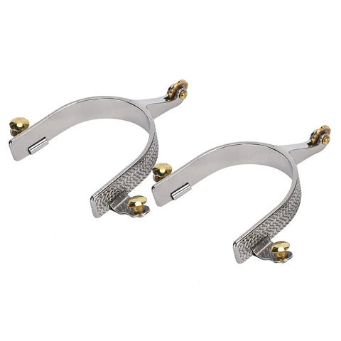 Roping Spurs For Cowboy Boots, Western Stainless Steel Horse Spurs With Brass Gear Decoration, Durable Men's Riding Spurs