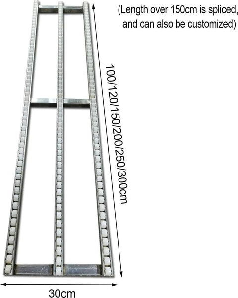 50cm By 200cm Roller Track Conveyor For Fast Warehouse Delivery And Unloading, silver roller track with 30cm width shown